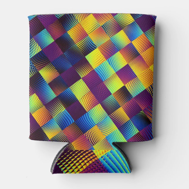 Pixel Art Geometric Abstract Can Cooler (Front)