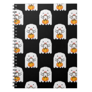 Pixel art ghost: Halloween pattern Notebook