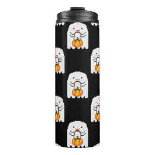 Pixel art ghost: Halloween pattern Thermal Tumbler