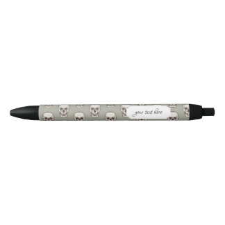 Pixel Art Gothic Spooky Skull Pattern Black Ink Pen