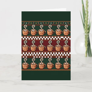 Pixel Art Hot Cocoa Christmas Pattern Card