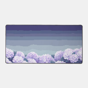 Pixel Art Hydrangea Desk Mat - Floral Gaming Mouse