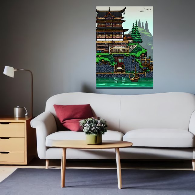 Pixel art, Japaneses town | AI Art Poster (Creator Uploaded)