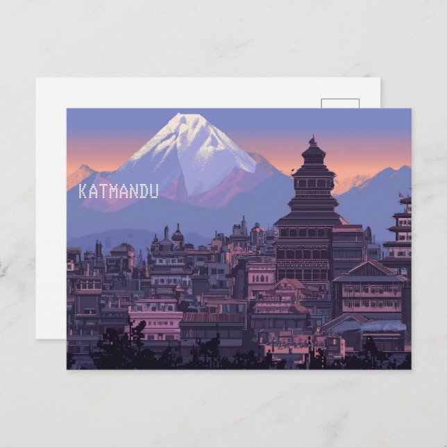 Pixel Art Katmandu Nepal Postcard (Front/Back)