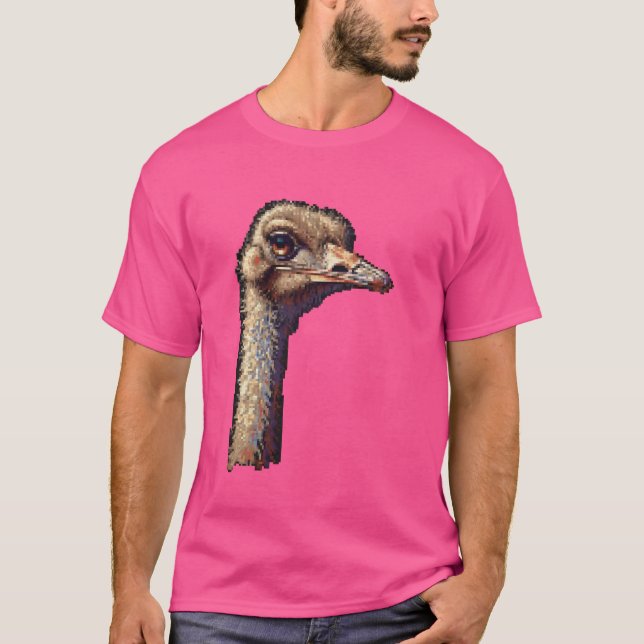 Pixel Art Lover - Ostrich Dad Mum T-Shirt (Front)