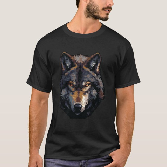 Pixel Art Lover - Wolf Dad Mum T-Shirt (Front)