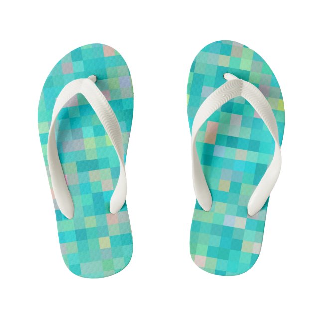 Pixel Art Multicolor Pattern Kid's Jandals (Footbed)