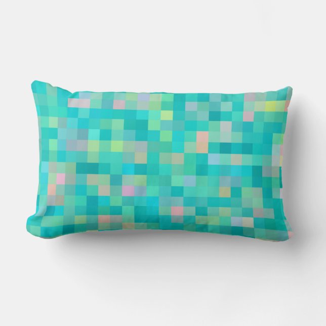Pixel Art Multicolor Pattern Lumbar Cushion (Front)