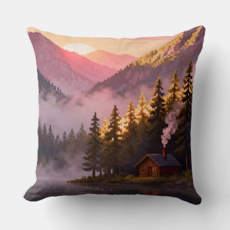 Pixel Art Nature Landscape Cushion
