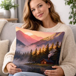 Pixel Art Nature Landscape Cushion