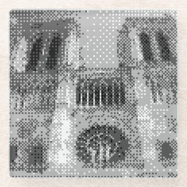 pixel art notre dome cathedral glass coaster (Front)