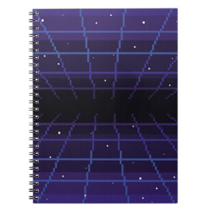 pixel art of 80s Retro sci-Fi background. Pixel ar Notebook