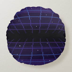 pixel art of 80s Retro sci-Fi background. Pixel ar Round Cushion