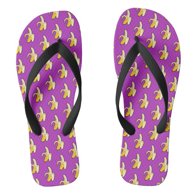 Pixel Art Pattern Peeled Yellow Banana Jandals (Footbed)