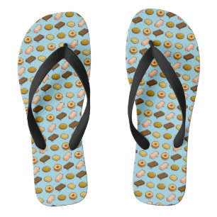 Pixel Art Pattern Tasty Cookie Biscuit Jandals