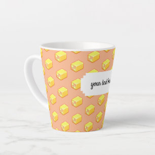 Pixel Art Pink & Yellow Battenberg Cake Pattern Latte Mug