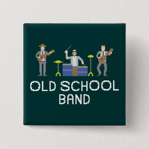 Pixel Art - Power Trio - White Letters - Button