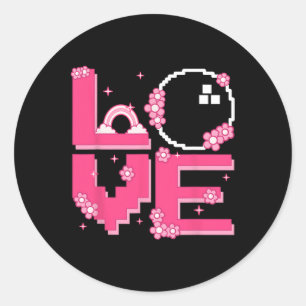Pixel Art Retro 60s 70s Style Hippie Outfit Love B Classic Round Sticker