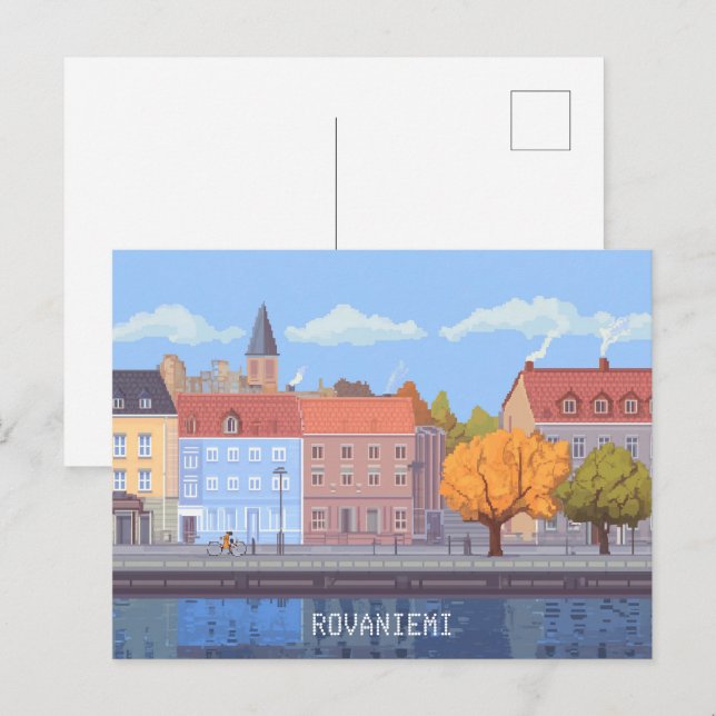 Pixel Art Rovaniemi Finland Postcard (Front/Back)