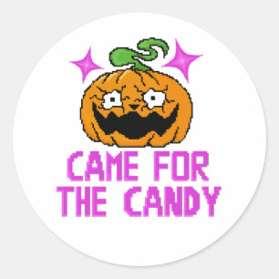 Pixel Art Scary Pumpkin & Eyeball Horror Classic Round Sticker