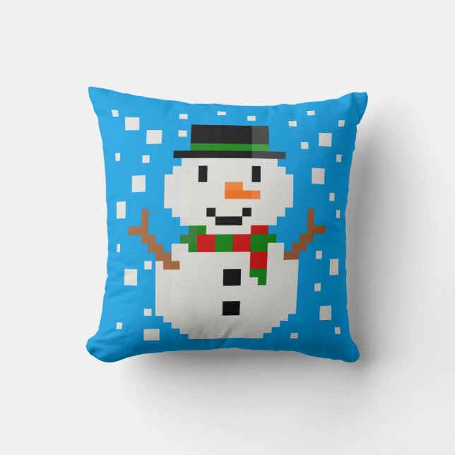Pixel Art SNOWMAN Cushion (Front)