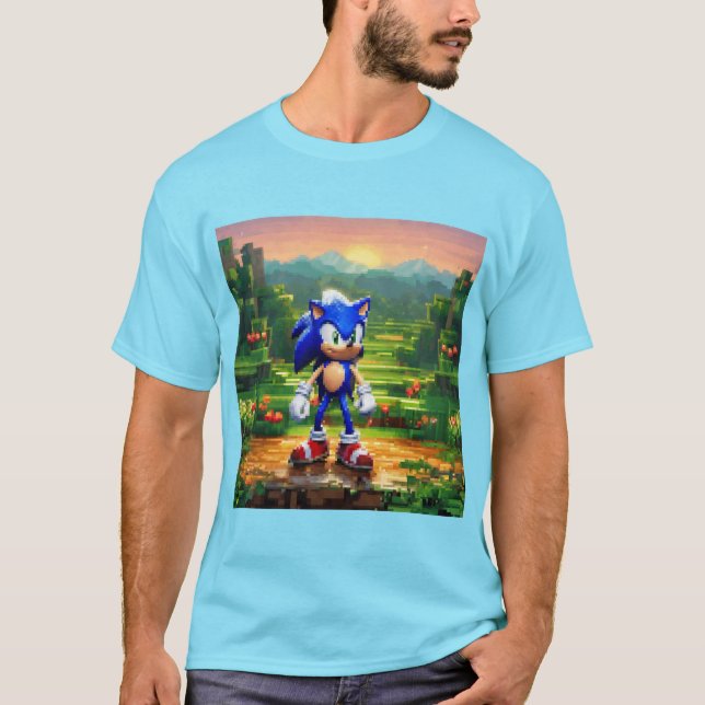 Pixel Art Sonic T-Shirt (Front)