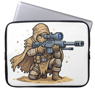 Pixel Art Tactical Sniper Soldier Desert Military  Laptop Sleeve