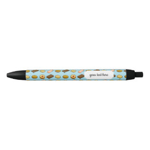 Pixel Art Tasty Cookie Biscuit Pattern Black Ink Pen