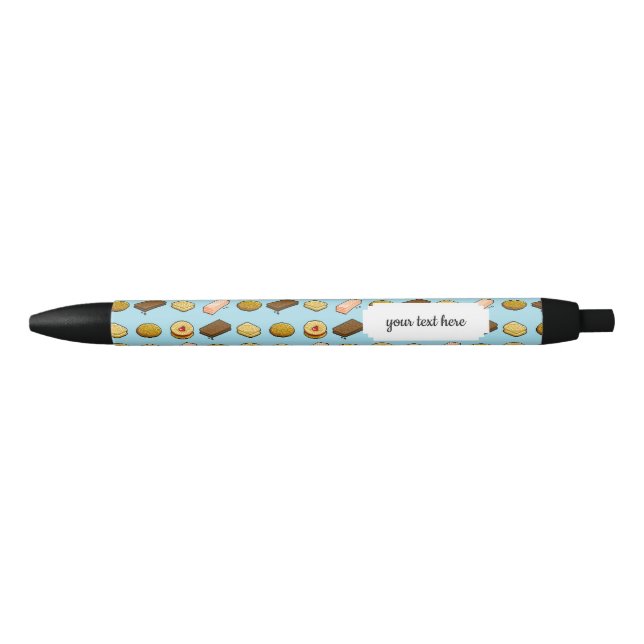 Pixel Art Tasty Cookie Biscuit Pattern Black Ink Pen (Front)