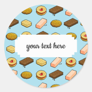 Pixel Art Tasty Cookie Biscuit Pattern Classic Round Sticker