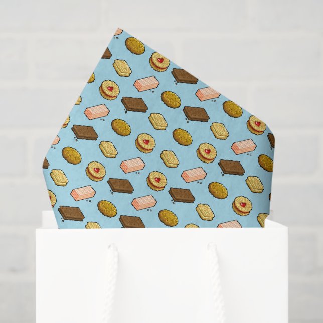 Pixel Art Tasty Cookie Biscuit Pattern Tissue Paper (Gift Bag)