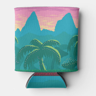 Pixel Art Tropics Landscape Game Can Cooler