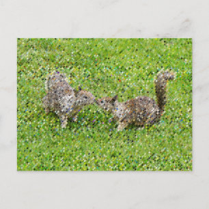 Pixel Art - Two Squirrels Postcard