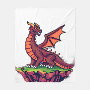 Pixel Art Vintage Dragon Fleece Blanket