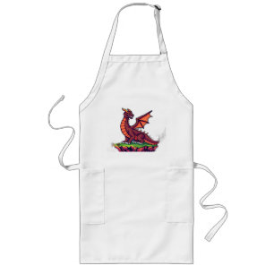Pixel Art Vintage Dragon Long Apron