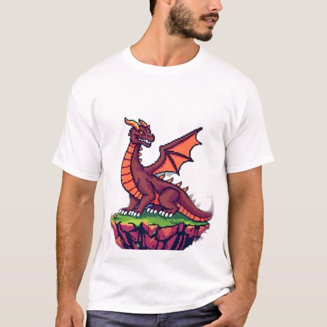 Pixel Art Vintage Dragon T-Shirt (Front)