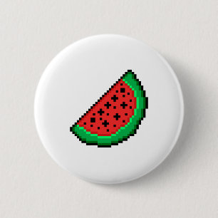 Pixel art watermelon portion 6 cm round badge