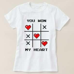Pixel Art "You Won My Heart" Tic Tac Toe Gamer T-Shirt