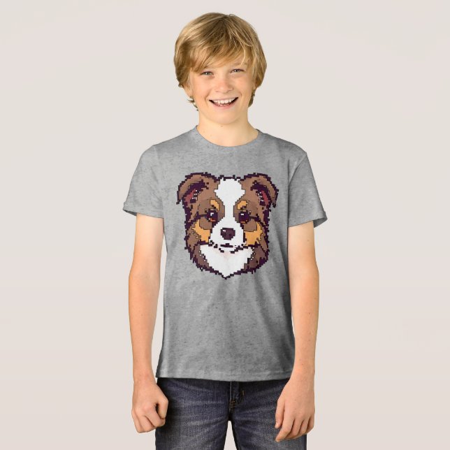 Pixel Aussie Barks Tri-Blend Shirt (Front Full)