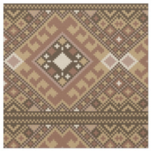 Pixel Aztec Brown Pattern Fabric
