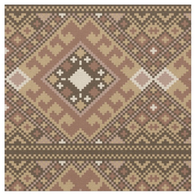 Pixel Aztec Brown Pattern Fabric (Close Up)