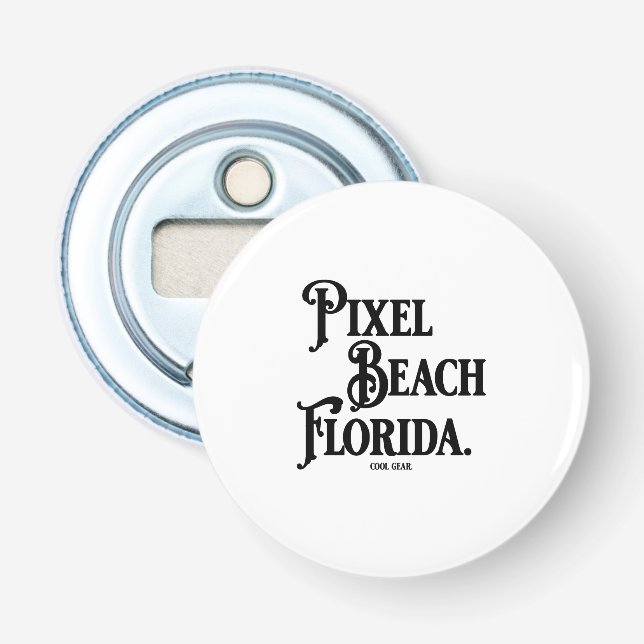 Pixel Beach Florida Button Bottle Opener (Front)
