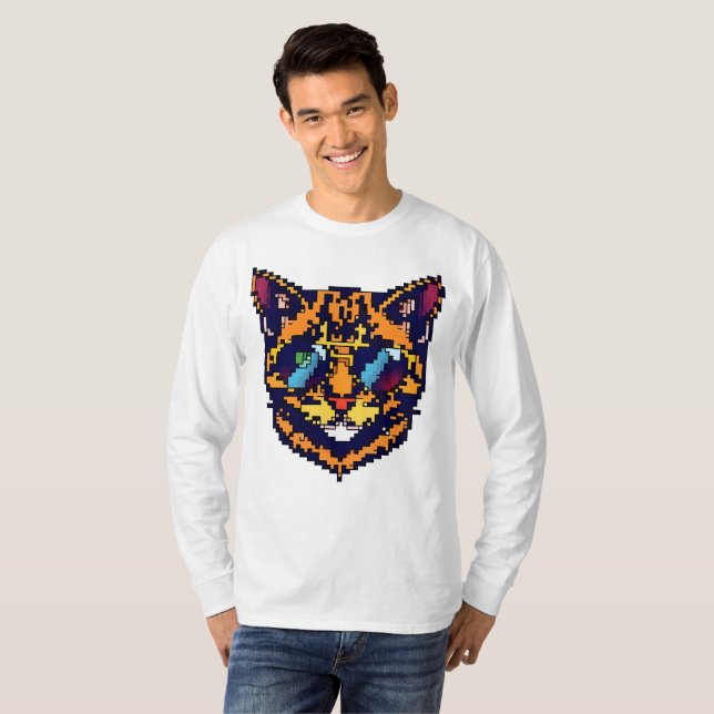 Pixel Bengal Cat T-Shirt (Front Full)