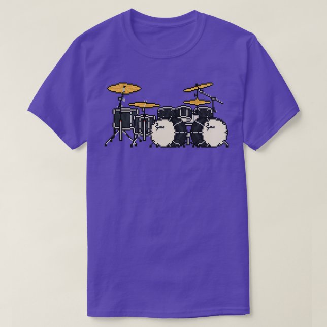 Pixel Black Double Bass Drums Sticker  T-Shirt (Design Front)