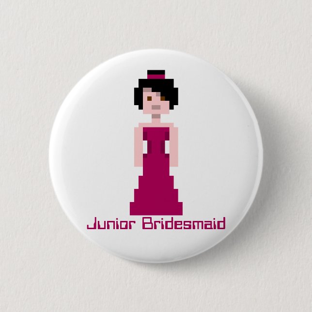 Pixel Bridesmaid - Maroon - black hair - Ivy Custo 6 Cm Round Badge (Front)