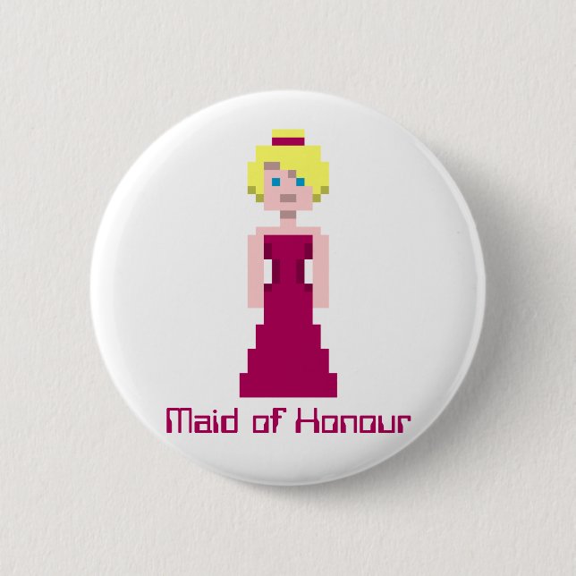 Pixel Bridesmaid - Maroon Custom 6 Cm Round Badge (Front)
