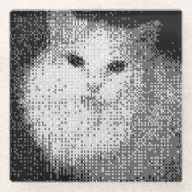 pixel cat glass coaster