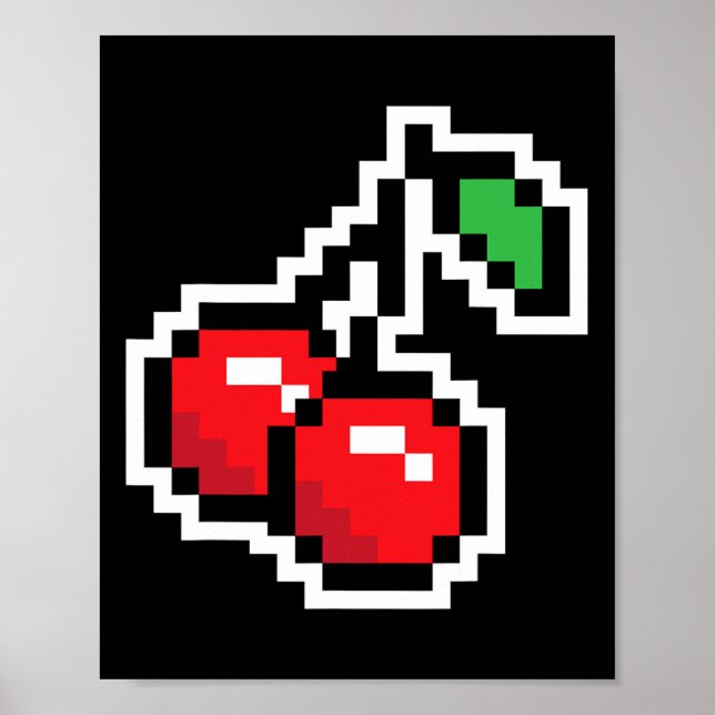 Pixel Cherries 80s Video Game Halloween Costume Ea Poster (Front)