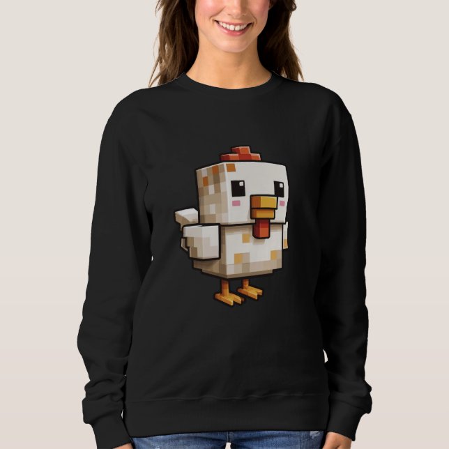 Pixel Chicken Funny Retro Gaming Lover Sweatshirt (Front)