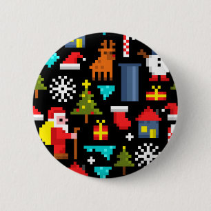 Pixel Christmas 6 Cm Round Badge